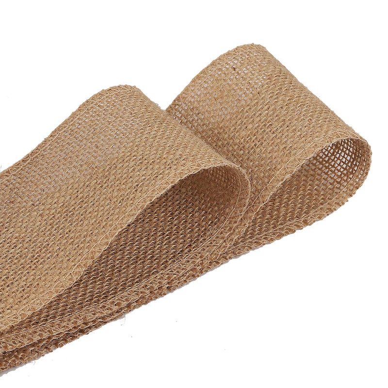 KINJOEK 3 Inch Wide 54 Yards Burlap Ribbon, Natural Jute Fabric Ribbon Crafts Ribbon for Christmas Wedding Gifts Burlap Fabric DIY for Decoration - Image 3